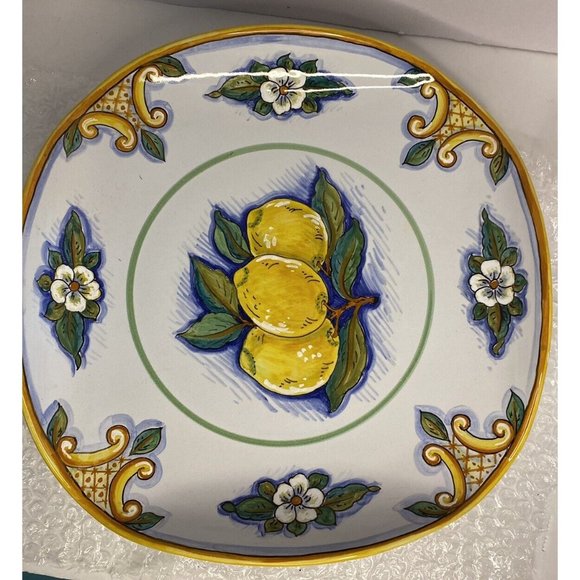 Tutta Ceramica Hand Painted Signed Serving Dish Italy Pottery Deruta Fruit - Picture 11 of 11